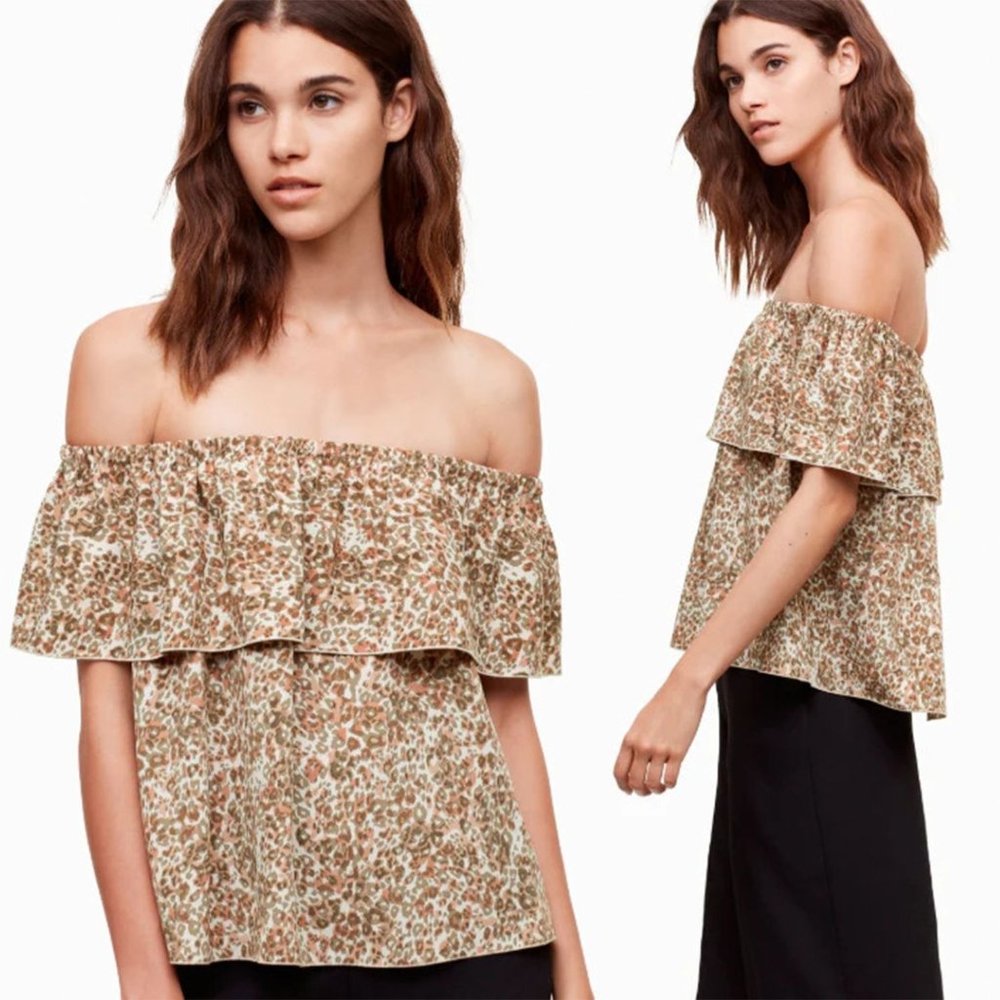 NWT WILFRED Promener Leopard‎ Off Shoulder Top Sz S